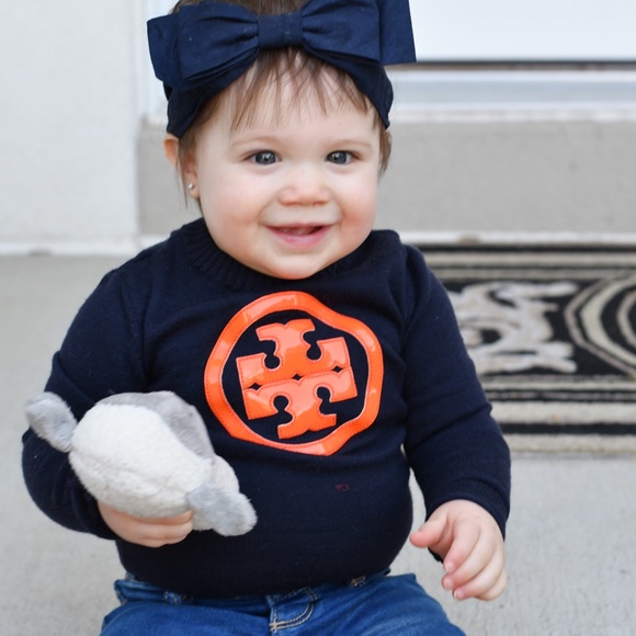Tory Burch Babies Navy and Orange Logo Sweater XS - Picture 6 of 6